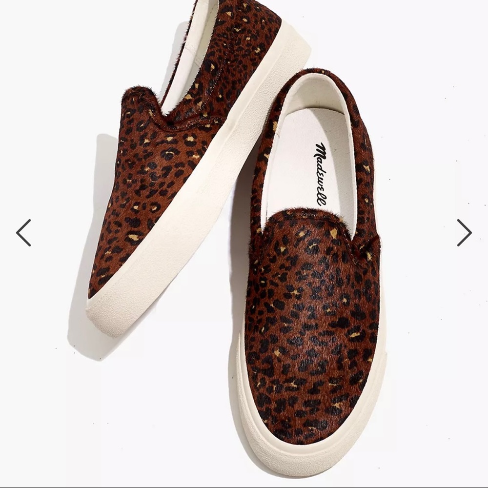 Madewell Sidewalk Slip On Painted Leopard Calf Hair Sneaker sz 6.5
